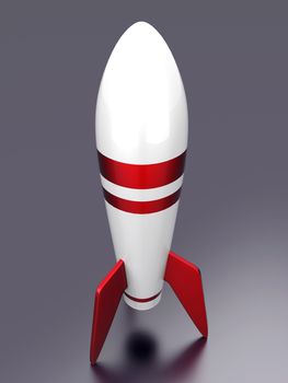 3D rendered Illustration. A cartoon rocket.