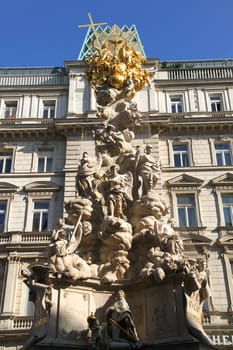 A ancient Statue in the center of Vienna, Austria, Europe.