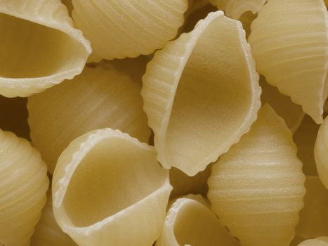 close up of conchiglie pasta food background