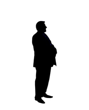 Silhouette of the businessman standing on the white background