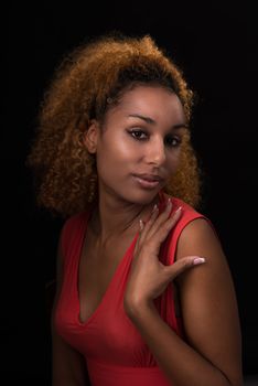 art portrait of a young woman in dark colors