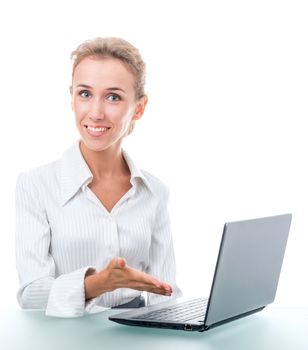 young woman in office attire. The figure is isolated on a white background with the clipping path