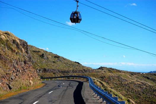 Cable road over highway, Summit Road between Christchurch and Lyttelton, New Zealand