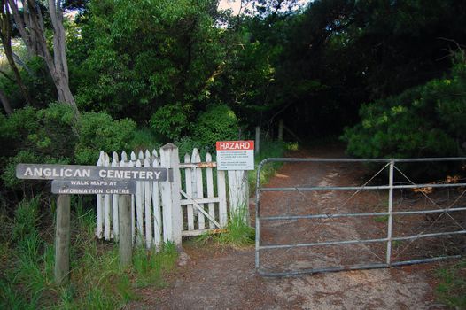 Anglican cemetery entrance gate, Akaroa, Banks Peninsula, New Zealand