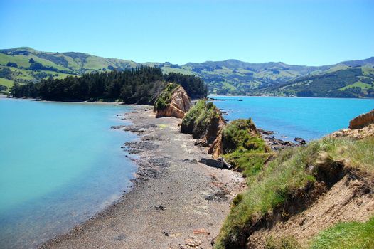 View from Onawe Peninsula, Banks Peninsula, New Zealand