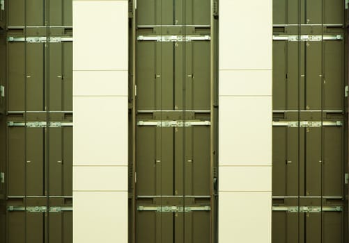 Three Open vertical Empty Elevator Shafts in a modern building 