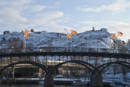 Fortress in Halden is beautiful in the winter.