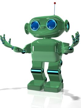 3d illustration of a green robot with antennas