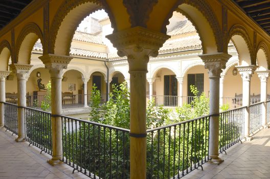 The upper  part of the patio in Pinelo house. This building is a palace of medieval origin which was later enriched with different elements of Renaissance.