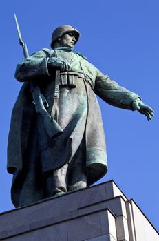 Statue at the Soviet/Russian War Memorial in Berlin's Tiergarten.