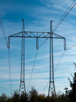 Shot of the pylon - high voltage - conduction of energy