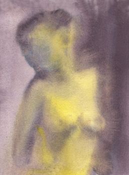 nude female - fine art - watercolors on paper, 27x21 cm, 2001. Author: Michal Boubin.