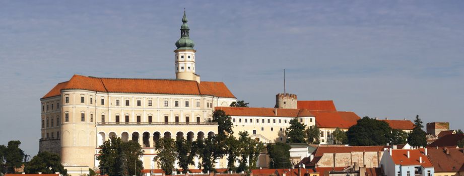 Mikulov Castle is a famous Baroque castle, which is located near the center of Mikulov city in the district Breclav, Moravia. It stands on a rocky hill called Castle Hill and is one of the landmarks of the city.
On the site Mikulov castle originally stood stone Romanesque castle from the time Premyslids. In the 13th century was rebuilt in a Gothic style.