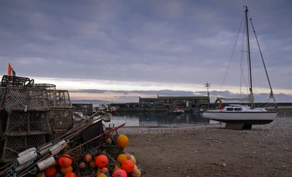 Boat at sunset in Dorset, South West England