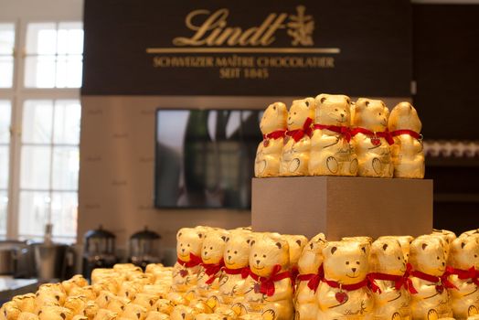 VIENNA - OCTOBER 4: The newly opened Lindt Chocolate Boutique at the famous Schoenbrunn Palace on October 4, 2012 in Vienna, Austria. Lindt is a world leading and traditional Swiss manufacturer of fine chocolate that was founded 1845 and is now present in more than 200 countries worldwide.
