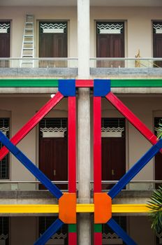 Details of colorful geometric architecture