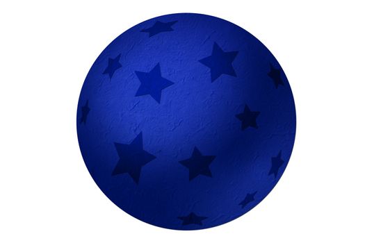 Blue mulberry paper christmas ball with star on white background.