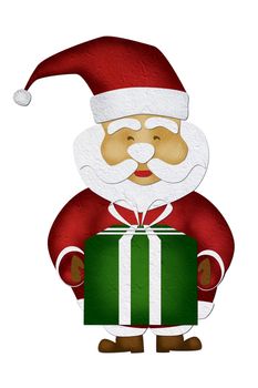 Merry Christmas, Mulberry paper  Santa Claus, on white background.