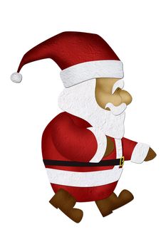 Merry Christmas, Mulberry paper  Santa Claus, on white background.