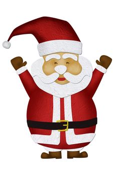 Merry Christmas, Mulberry paper  Santa Claus, on white background.