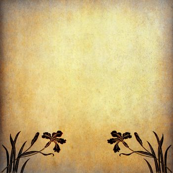 Illustration of flowers on old paper with copy space
