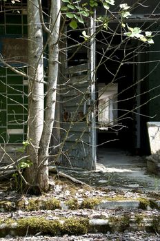 Chernobyl disaster results. This is an enterance in abandoned school in small city Pripyat (about 5 kilometers form the Chernobyl nuclear station).