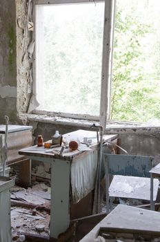 Chernobyl disaster results. This is chemistry classroom in abandoned school in small city Pripyat (about 5 kilometers form the Chernobyl nuclear station). No trademarks!