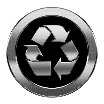 Recycling symbol icon silver, isolated on white background.