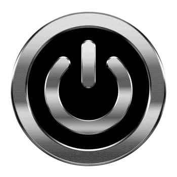 Power icon silver, isolated on white background