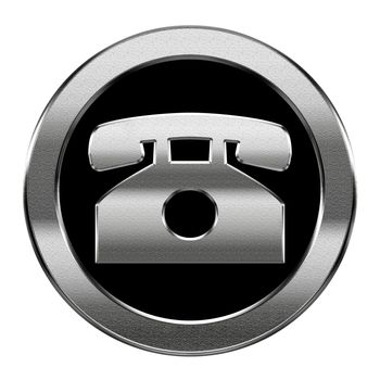 phone icon silver, isolated on white background.