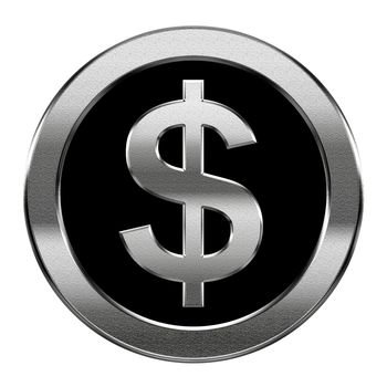 dollar icon silver, isolated on white background