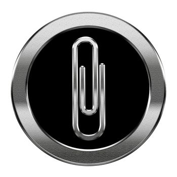 Paperclip icon silver, isolated on white background