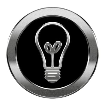 Light Bulb Icon silver, isolated on white background