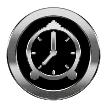 Alarm clock icon silver, isolated on white background