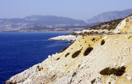 Mediterranean shore of Turkey . The autumn seaside