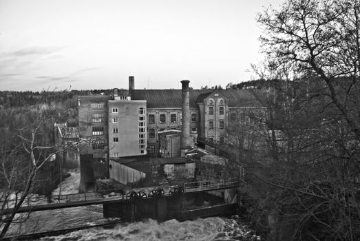 Halden cotton spinning mill in tistedalen, Halden  was established in 1813 as the first of its kind and represents the country's first industrial enterprise in the modern sense, the cotton spinning mill was discontinued in 1971, the picture are shot from Tistedalen in november 2012