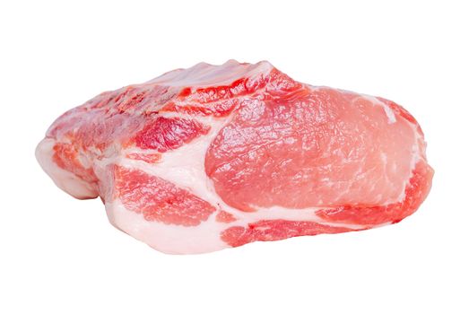 Huge red meat raw pork chunk isolated on white background