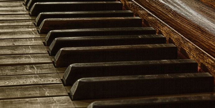 Close HDR of old piano from 1856