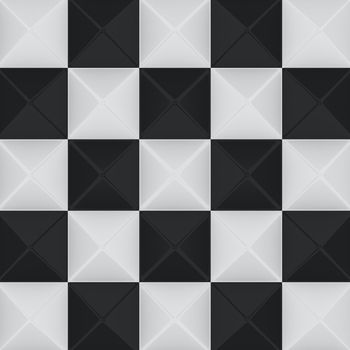 Black and white chess background, sculptured texture