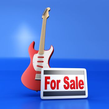 Guitar for sale. 3D rendered illustration.  