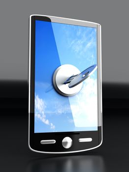 A locked smartphone. 3D rendered illustration. 