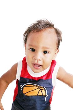 One year old adorable hispanic boy portrait