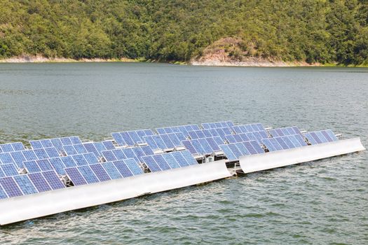 Solar panels  on the water.