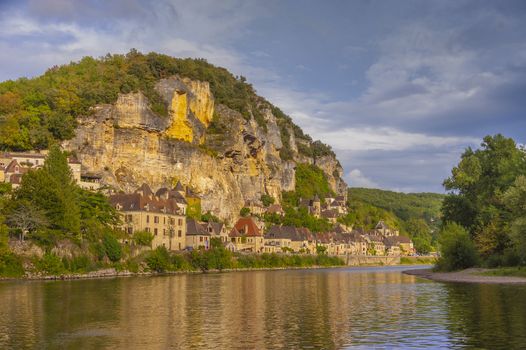 Medieval village of Roc Gageac on the Dordogne river in France