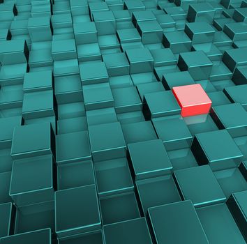 red and green cubes background - 3d illustration