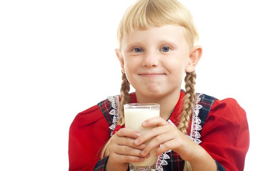 small girl with milk