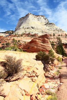 Zion National Park, USA. Scenic multicolored cliffs create an unforgettable landscape 