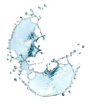 Abstract blue splashing water on white background