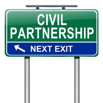 Illustration depicting a roadsign with a civil partnership concept. White background.