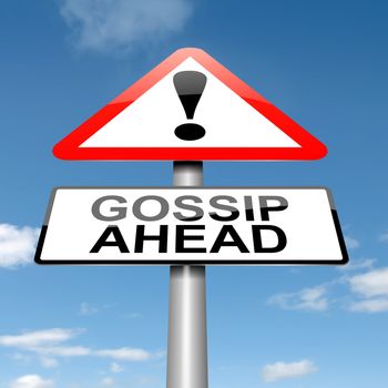Illustration depicting a roadsign with a gossip concept. Sky background.